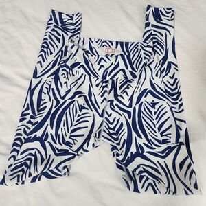 Leaf Print Navy and White Leggings
